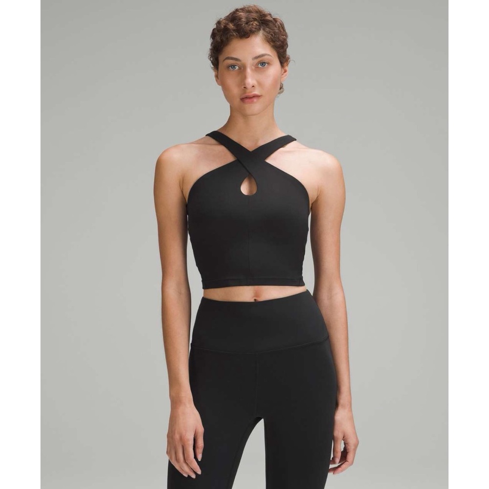 lululemon athletica Black Cross-Front Keyhole Cropped Tank